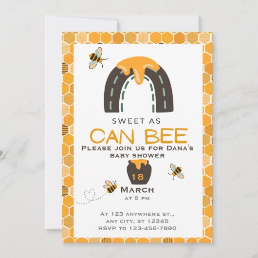 Invitation Sucré comme Can Bee, Baby shower (Devant)