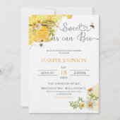 Invitation Sucré comme Can Bee Honeycomb Baby shower floral I (Devant)