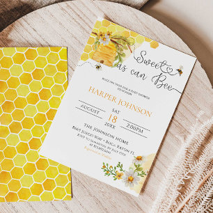 Invitation Sucré comme Can Bee Honeycomb Baby shower floral I