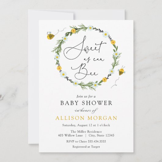 Invitation Sucré comme peut être Baby shower (Devant)