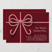 Invitation Sucre de canne Bow Holiday Party (Devant / Derrière)