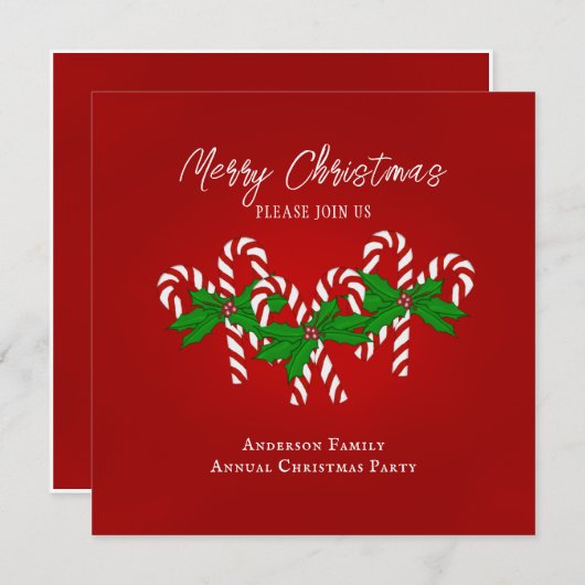 Invitation Sucre de canne de Noël (Devant / Derrière)