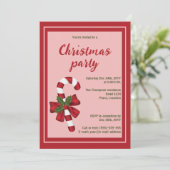 Invitation Sucre de canne de Noël Rouge et Blanc (Debout devant)