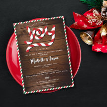 Sucre de canne de Noël rouge rustique Baby shower 