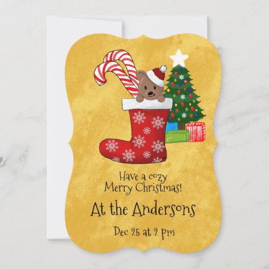 Invitation Sucre de canne d'ours mou dans le stock de Noël (Devant)