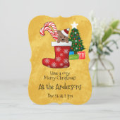 Invitation Sucre de canne d'ours mou dans le stock de Noël (Debout devant)