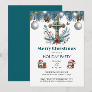 Invitation Sucre de canne et Holly Cross Noël