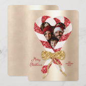 Invitation Sucre de canne moderne tendance Cadre photo Noël (Devant / Derrière)