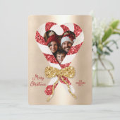 Invitation Sucre de canne moderne tendance Cadre photo Noël (Debout devant)