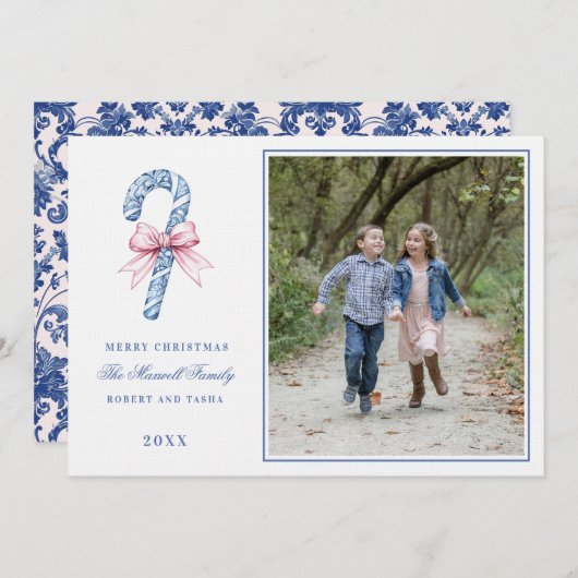 Invitation Sucre de canne rose et bleu (Devant / Derrière)