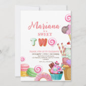 Invitation Sucré deux mignonnes glaces Cupcakes Anniversaire (Devant)