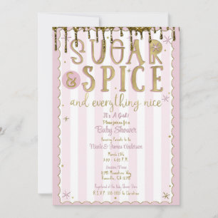 Invitation SUCRE & ÉPICE Dorure Pailletée Rose Baby Shower