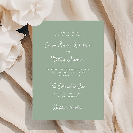 Invitation Sucré et capricieux | Mariage ivoire et sel vert