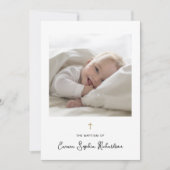 Invitation Sucré et capricieux | Photo et Gold Cross Baptism (Devant)