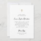 Invitation Sucré et capricieux | Photo et Gold Cross Baptism (Dos)