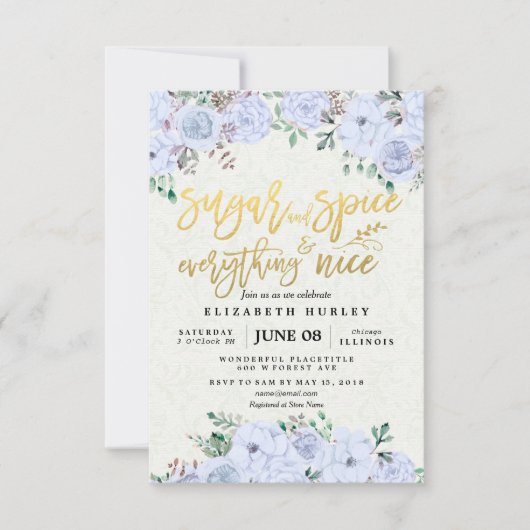 Invitation Sucre Floral & Épices & Tout Nice Baby shower (Devant)