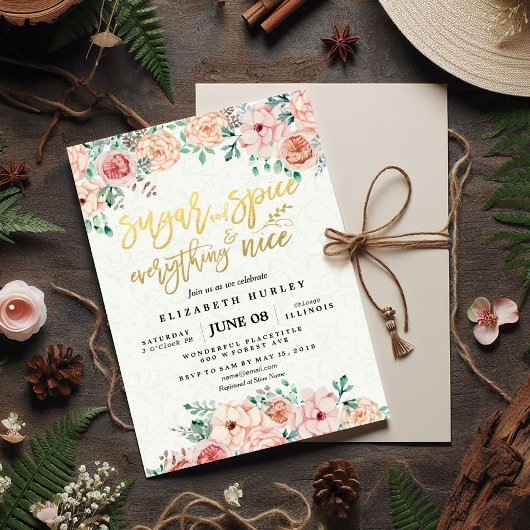 Invitation Sucre Floral & Épices & Tout Nice Baby shower