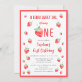Invitation Sucre fraise Premier anniversaire (Devant)