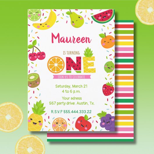 invitation sucrée d'un an, fête des fruits
