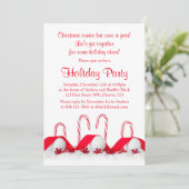 Invitation Sucres de canne blancs rouges Boules de neige Noël (Debout devant)