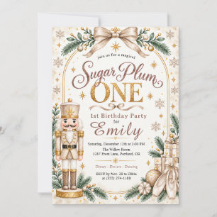 Invitation Sugar Plum Est Un Nutcracker 1er Anniversaire Beig
