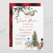 Invitation Sugar Plum Fairy Ballerina Nutcracker 1st Birthday (Devant / Derrière)