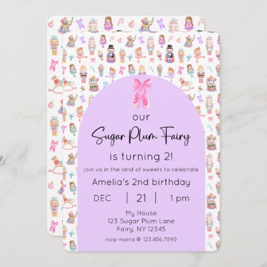 Invitation Sugar Plum Fairy Nutcracker Anniversaire Photo (Devant / Derrière)