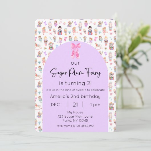 Invitation Sugar Plum Fairy Nutcracker Anniversaire Photo (Debout devant)