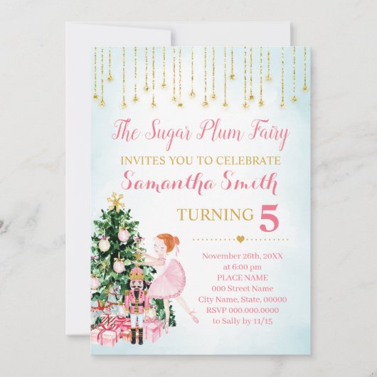Invitation Sugar Plum Fairy Nutcracker parties scintillant hi (Devant)