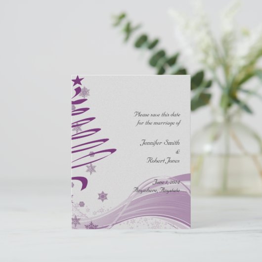 Invitation Sugar Plum Tree et Snowflakes en violet (Debout devant)