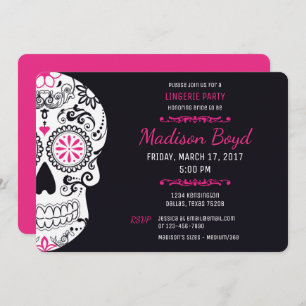 Invitation Sugar Skull Lingerie Party Hot Pink & Black Invita