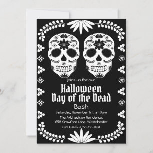 Invitation Sugar Skull Mexique Noir et blanc