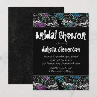 Invitation Sugar Skull Pastel Roses | Fête des mariées Ombre
