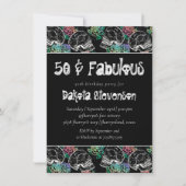 Invitation Sugar Skull Pastel Roses | Ombre 50e anniversaire (Devant)