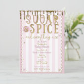 Invitation SUGAR & SPICE Or Glitter Doré Saupoudrer Rose Baby (Debout devant)
