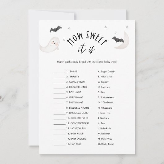 Invitation SUGARBOO Comme c'est doux Jeu de Bébé Halloween (Devant)