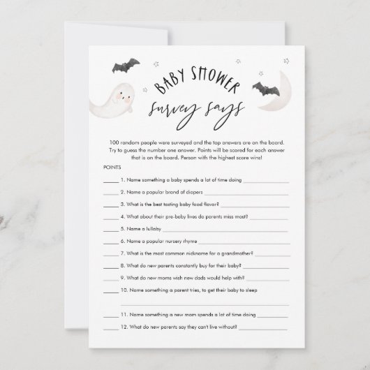 Invitation SUGARBOO Halloween Baby shower Sondage dit Jeu (Devant)