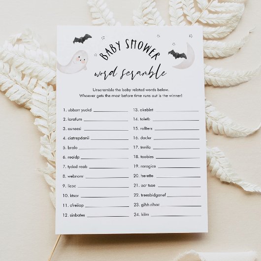 Invitation SUGARBOO Halloween Baby Word Scramble Game Card