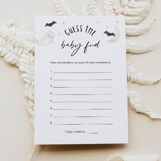 Invitation SUGARBOO Halloween Guess the Baby Food Game Card