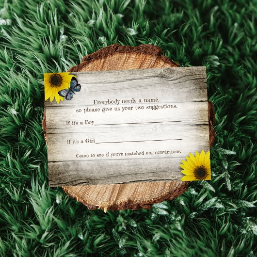 Invitation Suggestions de nom de bébé Fleur de soleil rustiqu