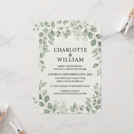 Invitation Suite de mariage, carton d'invitation modifiable à (Devant/Arrière en situation)