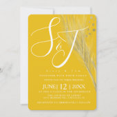 Invitation Suite de Mariage de Pampas en or jaune moutarde gr (Devant)
