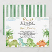 Invitation Suite d'invitation Baby shower Dinosaur (Devant / Derrière)