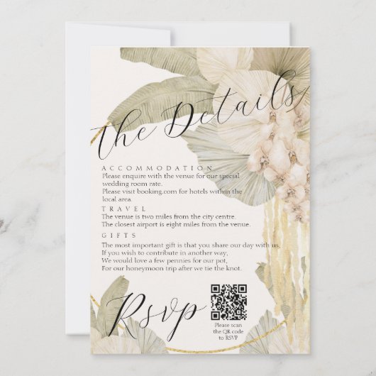 Invitation Suite d'invitation de mariage de destination éléga (Dos)