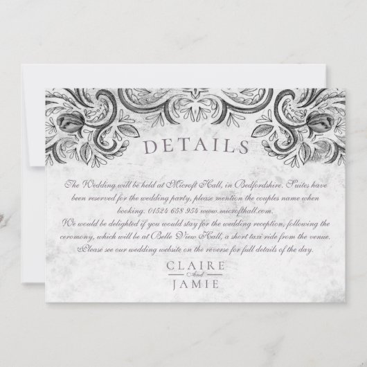 Invitation Suite d'invitation Rose rustique noir et blanc, (Devant)