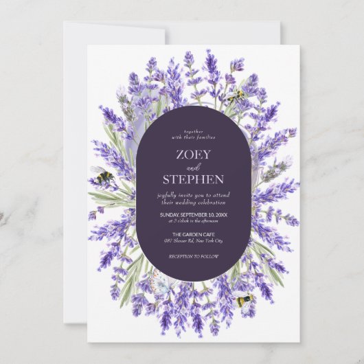 Invitation Suite Lavender | Mariage de printemps floral éléga (Devant)