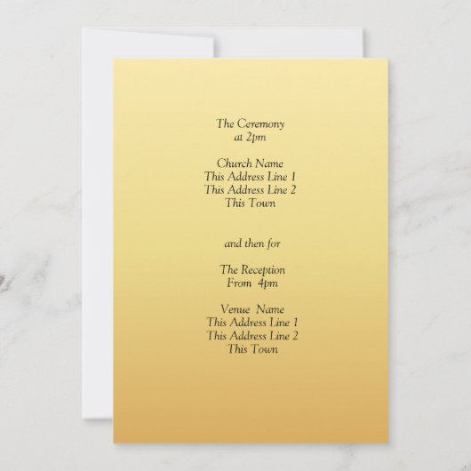 Invitation Suite Mariage de fleurs jaunes dorées (Dos)