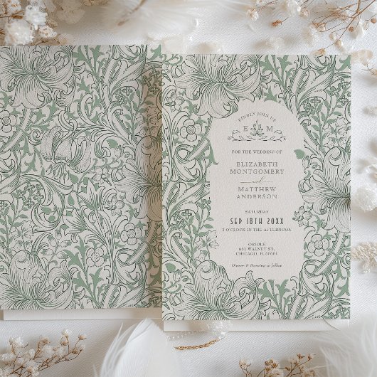 Invitation Suite Mariage Golden Lily Sage Green Morris