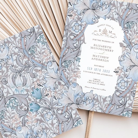 Invitation Suite Mariage Lily Dorée Crème rose Morris