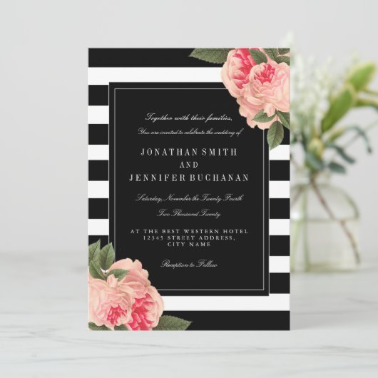 Invitation Suite Mariage moderne en noir et blanc (Debout devant)